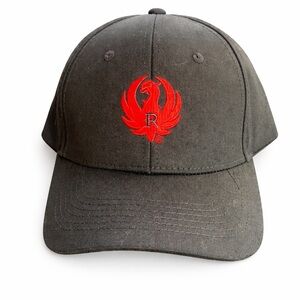Ruger Charcoal Gray Baseball Cap Hat Red Logo Embroidered Adjustable